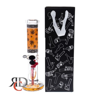 WATER PIPE STRAIGHT TUBE COLOR DOWNSTEM LEAF END PROHIBITION IN A GIFT BOX WP1915 1CT